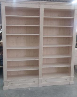 libreria in abete 2 vani con ripiani e 2 cassetti