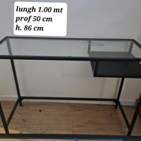 Scrivania/console vetro e acciaio