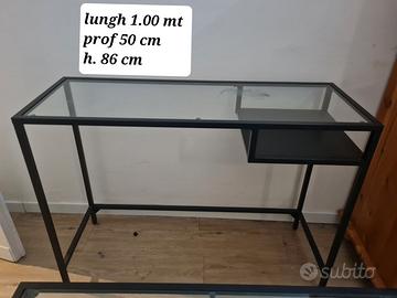 Scrivania/console vetro e acciaio