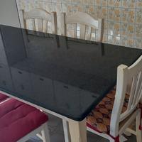 TAVOLO CON PIANO IN MARMO   + 6  SEDIE 