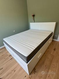 Letto contenitore IKEA + materasso e comodini