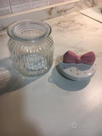 Barattolo in vetro con coperchio a fiocco