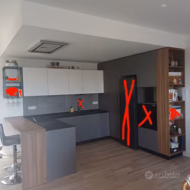 Cucina su tre lati con tavolo snack