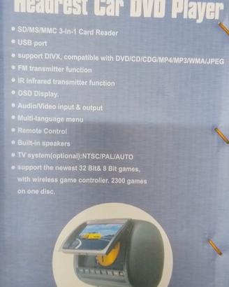 Poggiatesta auto con DVD e giochi.