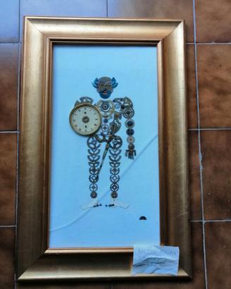 Opera su tela "Guerriero con quadranti orolologio"