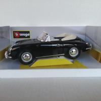 Modello auto porsche 356 b cabrio nera burago