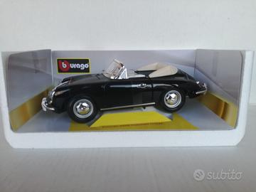 Modello auto porsche 356 b cabrio nera burago