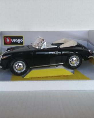 Modello auto porsche 356 b cabrio nera burago