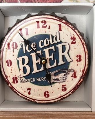 Orologio vintage da parete a tappo Ice Cold Beer