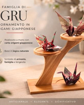 Ornamento Origami - famiglia di gru 