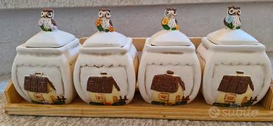 mensola legno con 4 barattoli