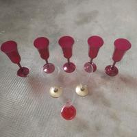 Calici Bicchieri Plastica Rossi Trasparenti