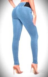 Jeans Jeggins vita alta - color Block.