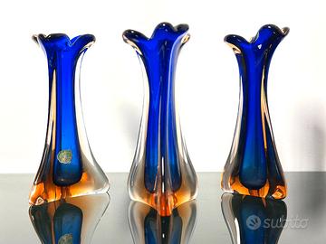 Set di 3 Vasi in Vetro di Murano Vintage Anni 60