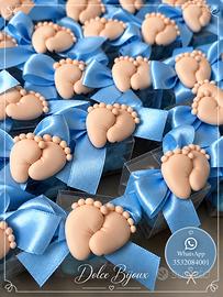 Bomboniera piedini neonato nascita battesimo bebè
