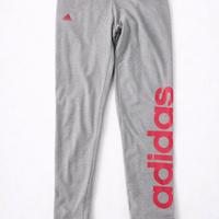 Leggings sportivi Adidas grigi con logo rosa