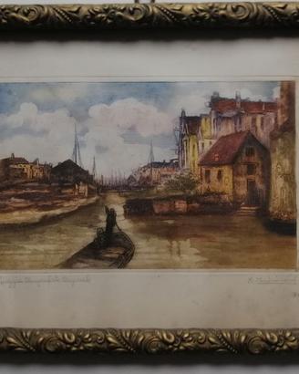 quadro Acquaforte Chioggia, inc. R. Mardini