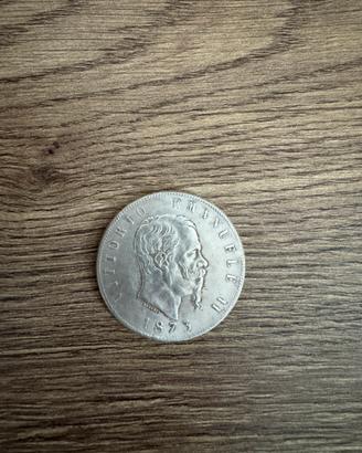 5 Lire 1873 Vittorio Emanuele II Argento