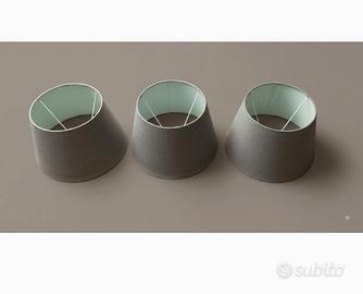 Set tre paralumi grigi di tela, design moderno