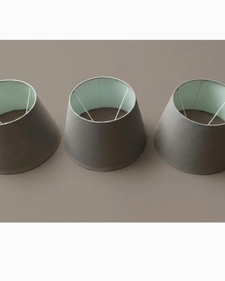 Set tre paralumi grigi di tela, design moderno