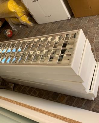 Lampada plafoniera metallo bianco neon ufficio