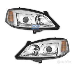 FARI XENON PER OPEL ASTRA G 97-04 FONDO CROMATO