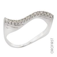 Anello veretta oro bianco con diamanti 0,16ct