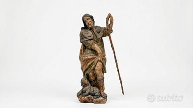 Statua sacra antica in legno - scultura religiosa