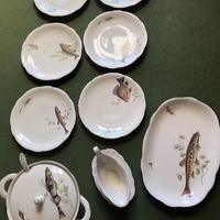 Prezioso set piatti pesce porcellana Scherzer