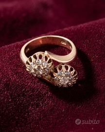 Anello oro diamanti rosette