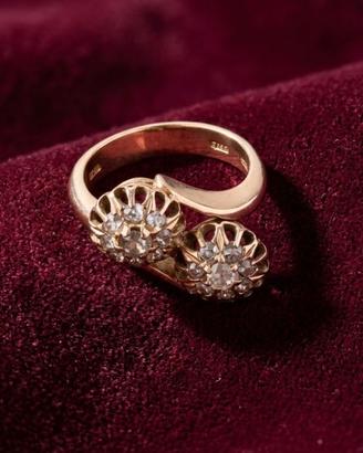 Anello oro diamanti rosette