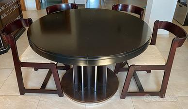 Tavolo in legno + sedie anni 70’ Willy Rizzo