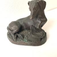 Scultura cane bassotto vintage in metallo