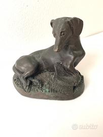 Scultura cane bassotto vintage in metallo