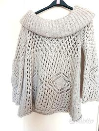 Maglione beige traforato collo ad anello M