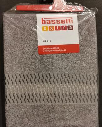 BASSETTI - set 2 ASCIUGAMANI - colore GRIGIO