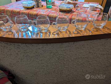 Bicchieri di cristallo + ciotola + mestolo 