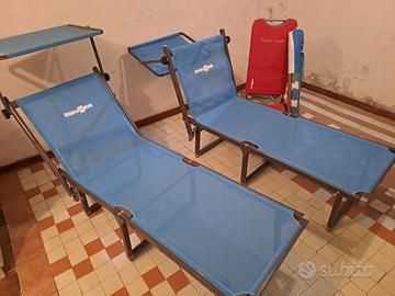 Set 2 lettini più ombrellone e carrello Brunner