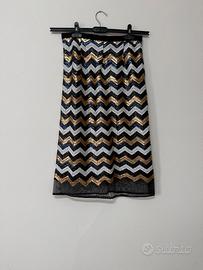 Gonna Midi Artigianale Paillettes Zigzag HandMade