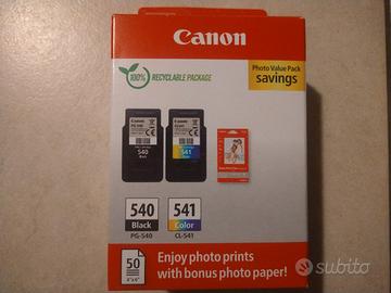 Cartucce Canon 540 541 Nero e Colori + 50 Fogli
