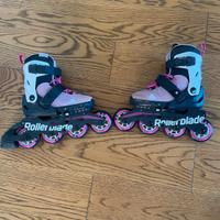 Pattini Rollerblade rosa con protezioni