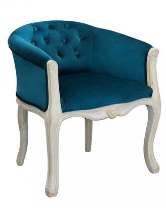 Poltrona Vintage con Braccioli Legno Massello Blu