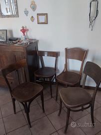 Sedie da bar antiche in legno – 4 pezzi, vintage