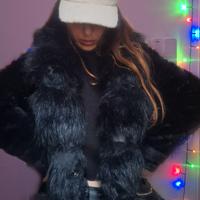 Giacca artigianale con pelliccia fur black nera