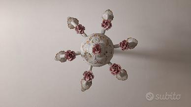 Lampadario Vintage in ceramica Decorato stile Nove
