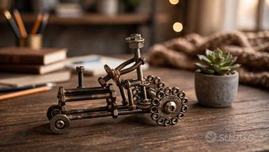 Scultura trattore acciaio inox