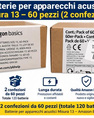 batterie Amazon Basics per apparecchi acustici 