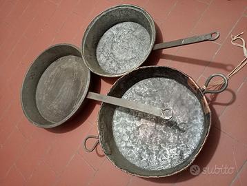 Padelle pentole rame antiche collezione