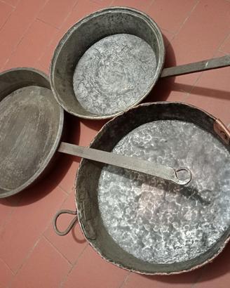 Padelle pentole rame antiche collezione