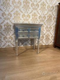 Consolle portatelefono comodino foglia argento